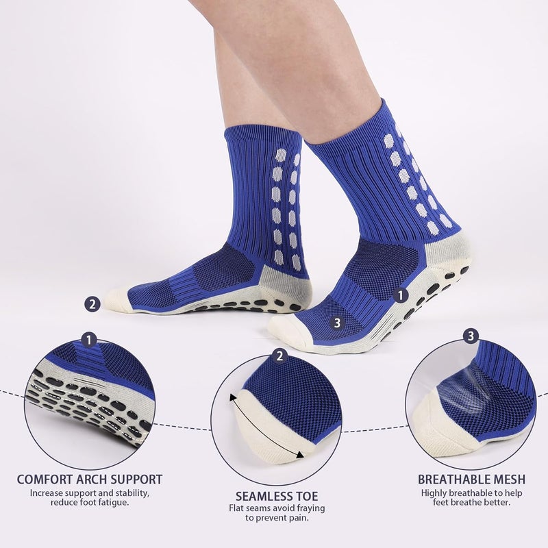 Barrlves Store 6 Pairs Grip Soccer Socks Colorful Non Slip Sports Football Basketball Hospital Yoga Socks for Men Women - Image 2